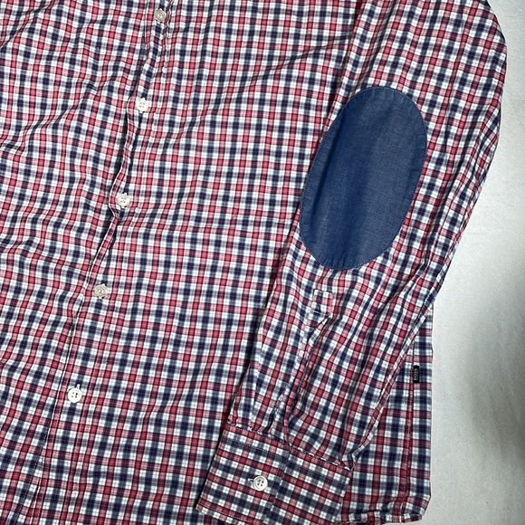 BOSS HUGO BOSS Black Men’s Slim Red/Purple Check Shirt with Elbow Patch Size XL - Picture 3 of 8